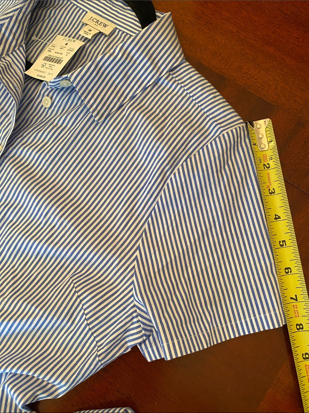 J. Crew Blue and White Striped Midi Shirt Dress w/pockets & self belt - Picture 13 of 16